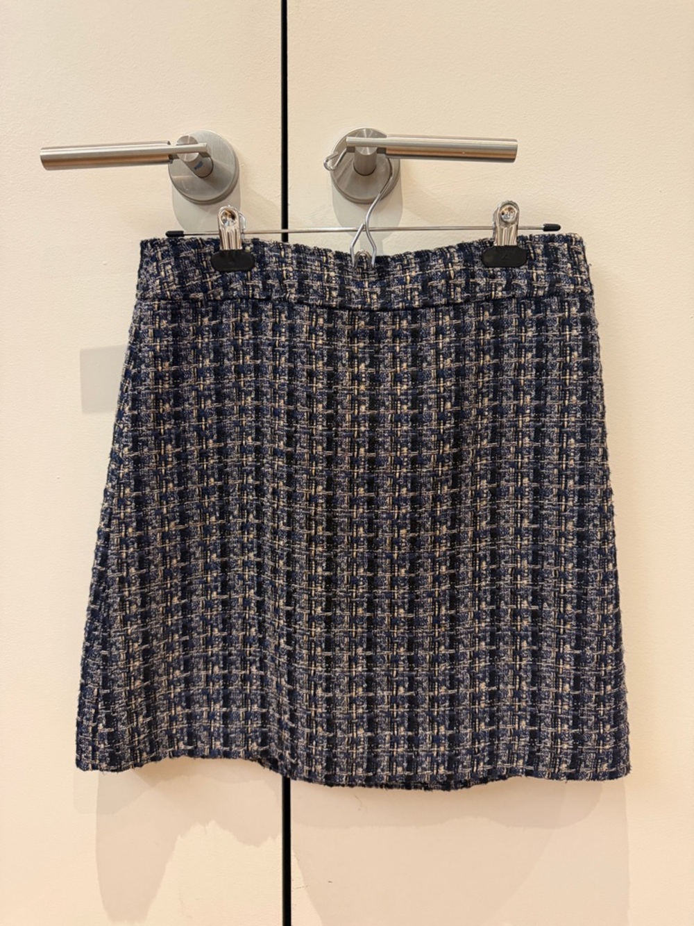 J. Crew Navy and White Tweed Mini Skirt